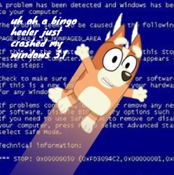 uh oh a bingo heeler just crashed my windows 3.1 Meme Template