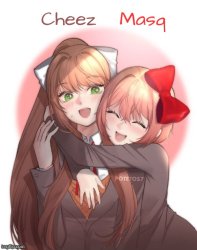 Monika + Sayori Duo Template Meme Template