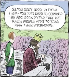 King vs Torches and Pitchforks with Text Meme Template