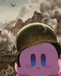 Kirby as a traumatized soildier Meme Template
