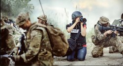 Journalist in battle reporter war Meme Template