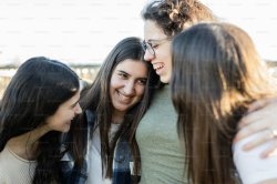 Happy person with their friends Meme Template