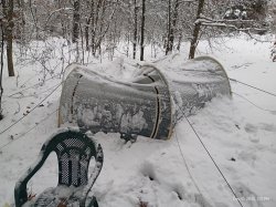 cheap camping tent - in winter snow Meme Template