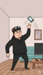 Casually throwing phone Meme Template