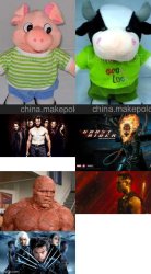 Walking Pig and Cow Plushies Toys Meme Template