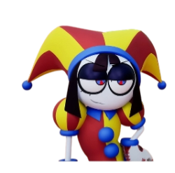 Evil Pomni with Smug Smile Meme Template