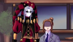 Pierrot from The Freak Circus stares at the Grumpy Woman. Meme Template