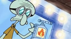 Squidward with flamethrower Meme Template