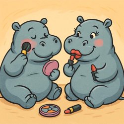 Two fat hippopotamus doing makeup Meme Template