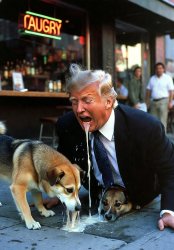 Donald Trump puking while MAGA dogs lap it up Meme Template