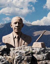 Mountain Sculptures of Barack Obama and an Autopen Meme Template