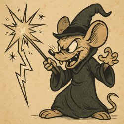 evil mouse wizard shooting a bolt from a wand Meme Template