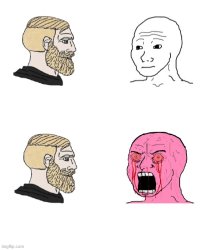 Chad and Angry Wojak Meme Template