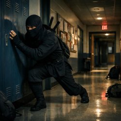 ninja sneaking through the school hall Meme Template