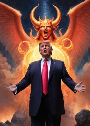 King Donald Trump Satan Mammon worship Meme Template