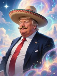 Obese Donald Trump with sombrero and mustache Meme Template