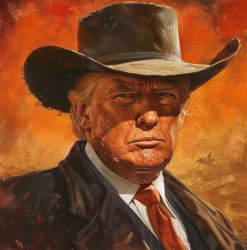 Donald Trump cowboy hat painting MAGA Meme Template