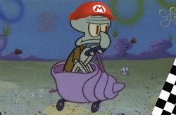 Squidward Kart Meme Template