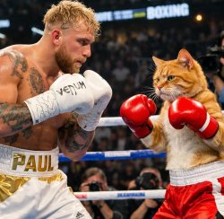 Jake Paul boxt gegen eine katze Meme Template