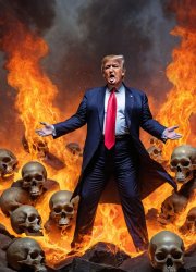 Donald Trump fire burning skulls chaos Meme Template