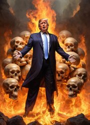 Donald Trump Burning Skulls Fire Chaos Meme Template