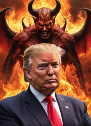 Donald Trump Demon Devil  Evil Hell Fire Meme Template