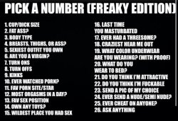 Pick a number freaky edition Meme Template