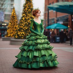Green Christmas Tree Dress Meme Template