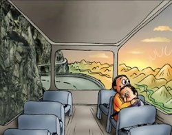 sad guy sitting on happy guy bus meme Meme Template