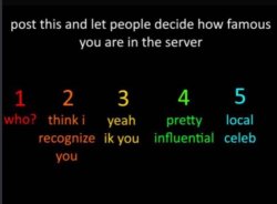 post this and let people decide how famous you are in the server Meme Template