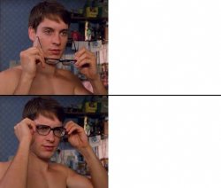 spiderman glasses on off hd Meme Template