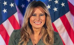 Melania Trump smiling American flag Meme Template
