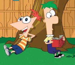 Phineas and Ferb Sitting in the Backyard Meme Template