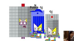 Basically Numberblock 91 and a "Police 91" are by a armless 91 Meme Template