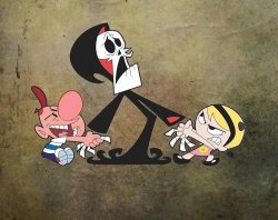 Billy & Mandy Pulling Grim Reaper's Hands Meme Template