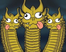 Three headed dragon, all three goofy Meme Template