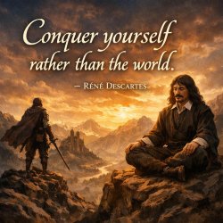Conquer yourself rather than the world. – René Descartes Meme Template