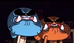 Gumball and darwin angry stare Meme Template