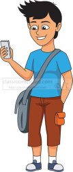 teenager looking at phone clipart Meme Template