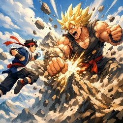 Two person fight each other, one is so strong that can destory t Meme Template