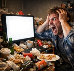 man screaming at a blank screen ai slop Meme Template