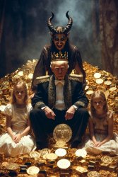 King Donald Trump Satan Mammon worship girl sex slaves Meme Template