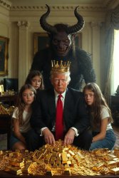 King Donald Trump Satan Mammon worship girl sex slaves Meme Template