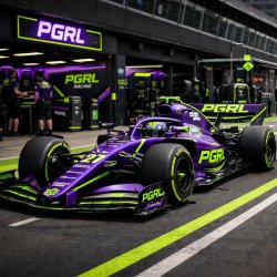 A F1 Team PGRL in Purple and Neon-Green colours Meme Template