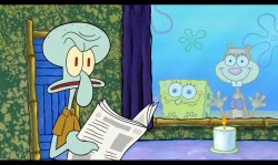 SpongeBob and Sandy staring at Squidward blank meme template Meme Template