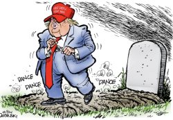 Trump dancing on grave Meme Template