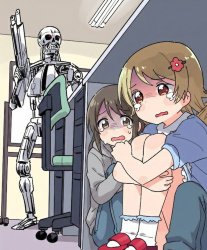 Girls hiding under desk Meme Template