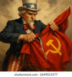 uncle sam ripping the USSR flag Meme Template