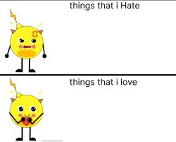things that i hate and things i love electro cat Meme Template