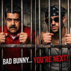 Maduro behind bars.  Bad bunny behind bars.  Bad bunny you're ne Meme Template